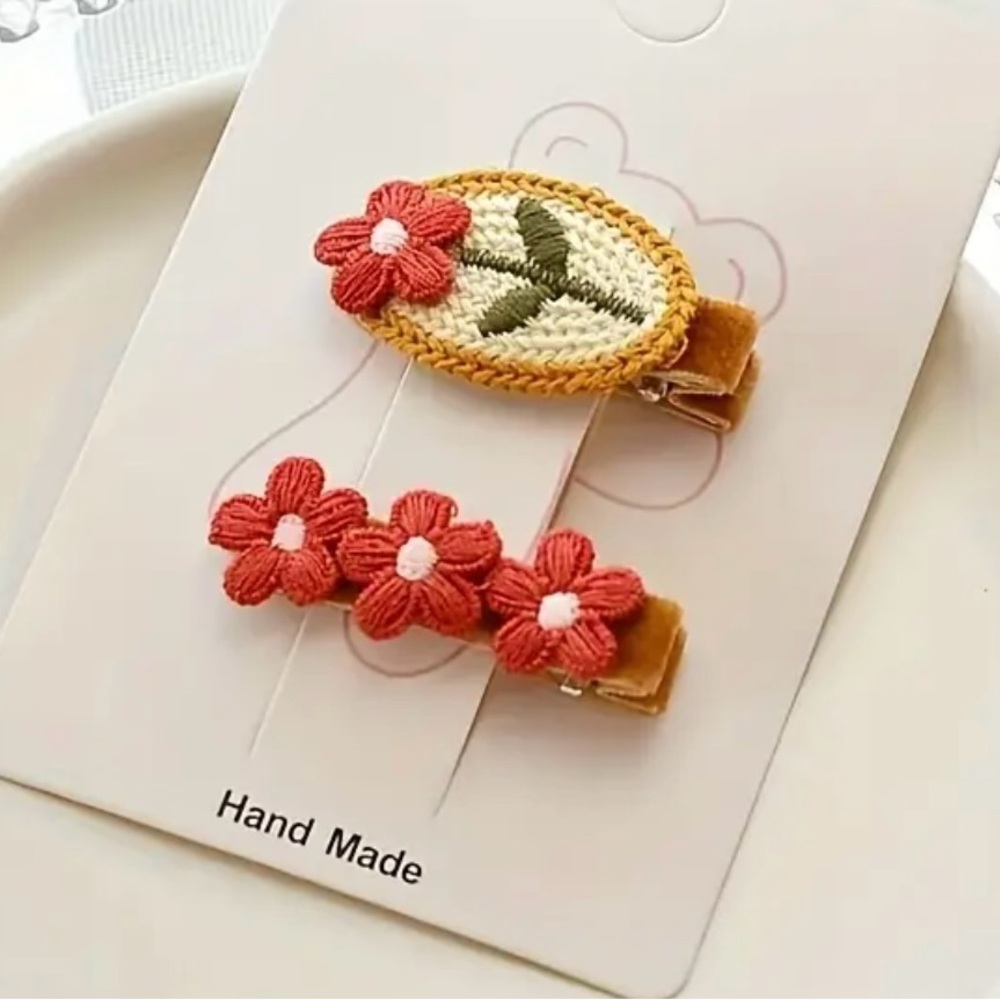 Embroidered Flower Hair Clip